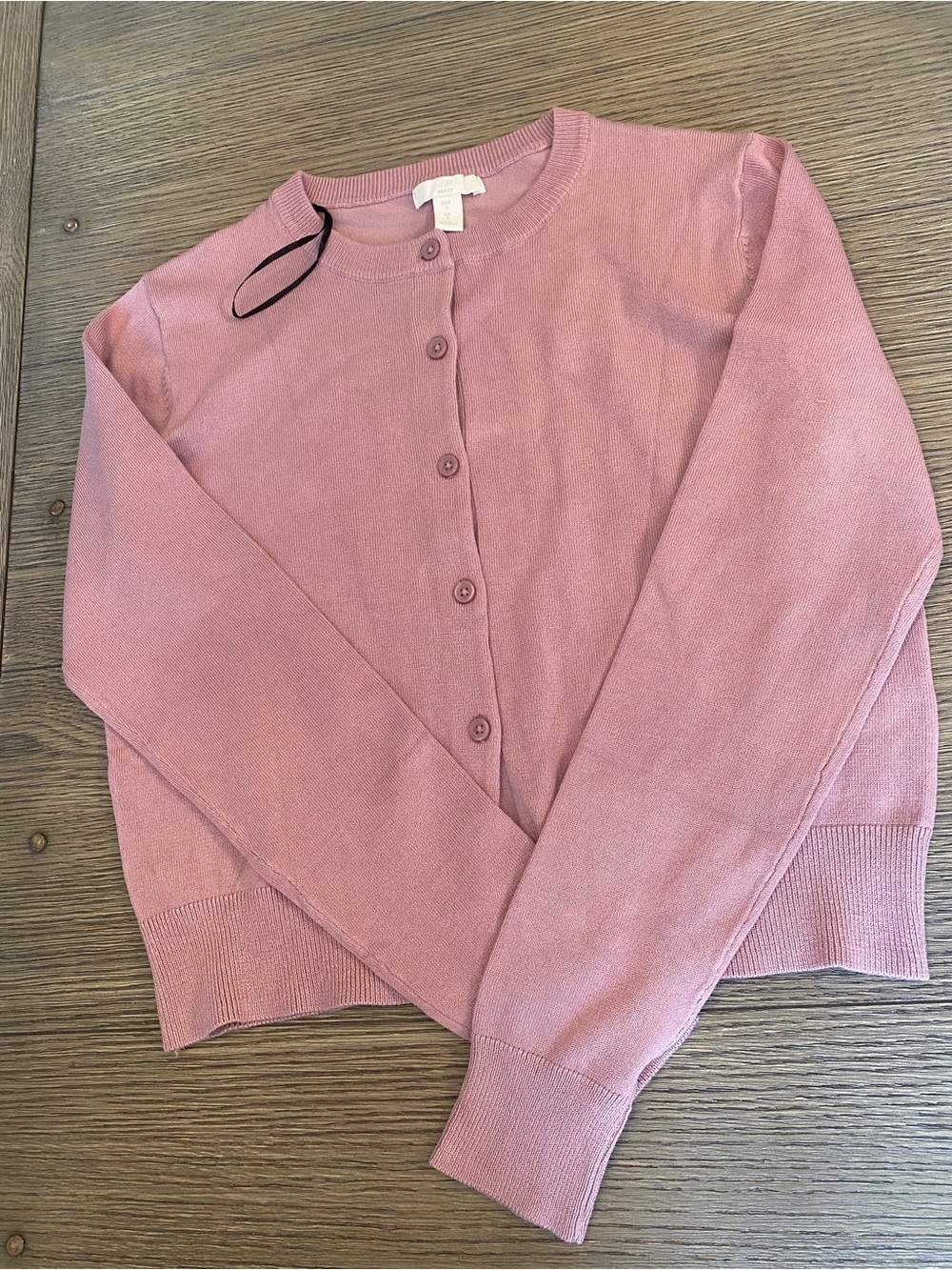 H&M Mauve Button-Front Crewneck Cardigan Sweater new condition